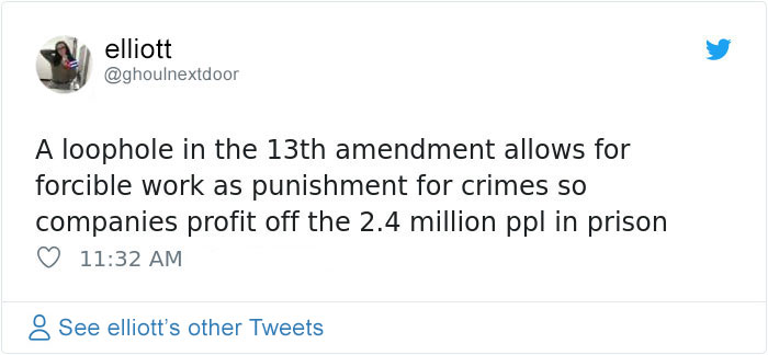 Student Claims That An Exception In The 13th Amendment Still Permits Slavery If You’re Convicted, Posts Brutal Examples Student Claims That An Exception In The 13th Amendment Still Permits Slavery If You’re Convicted, Posts Brutal Examples