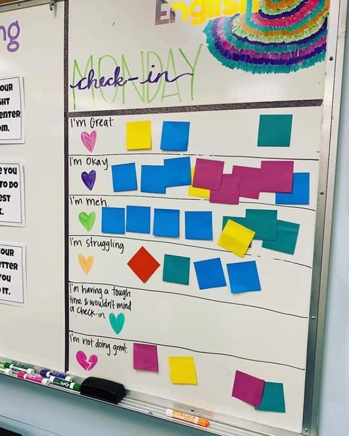 Teacher’s Check-In Chart For Students To Share Their Feelings Goes Viral Teacher’s Check-In Chart For Students To Share Their Feelings Goes Viral