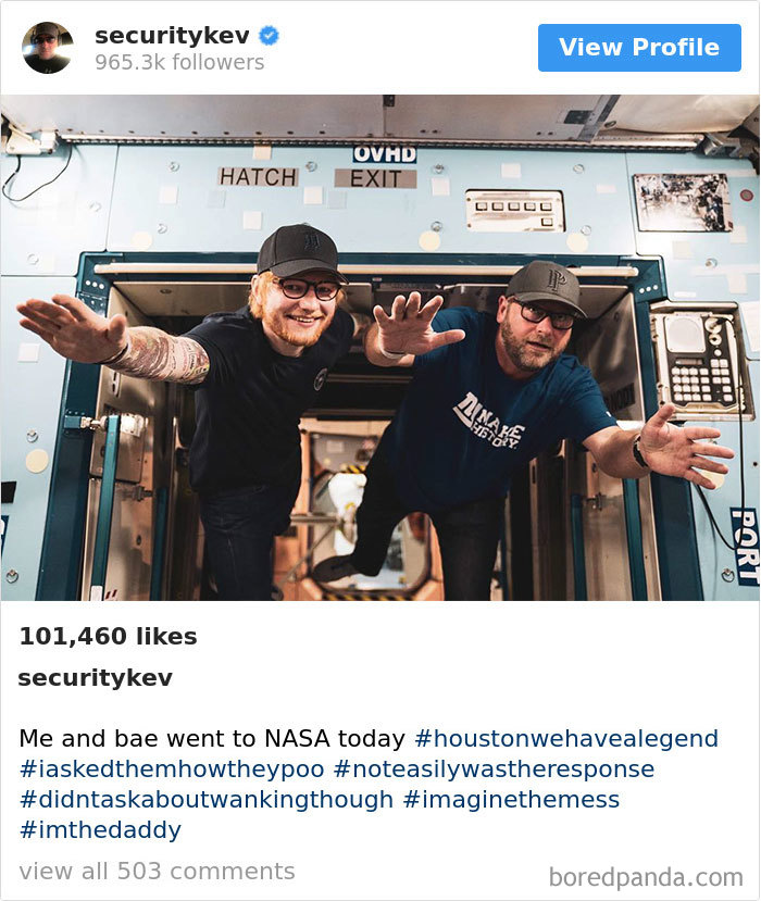 Ed Sheeran’s Security Guard Has An Instagram With 853K Followers, And It’s Better Than His Boss’s Ed Sheeran’s Security Guard Has An Instagram With 853K Followers, And It’s Better Than His Boss’s