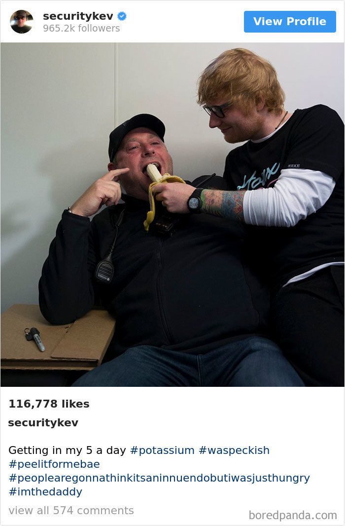 Ed Sheeran’s Security Guard Has An Instagram With 853K Followers, And It’s Better Than His Boss’s Ed Sheeran’s Security Guard Has An Instagram With 853K Followers, And It’s Better Than His Boss’s