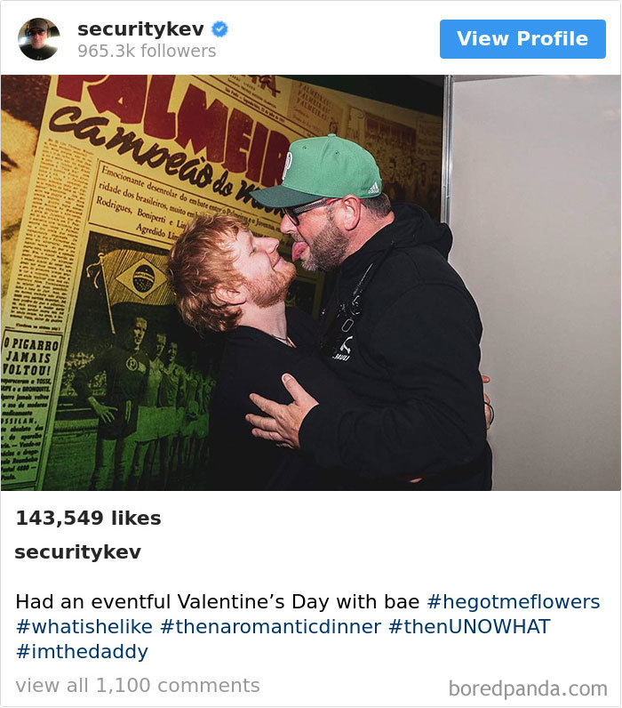 Ed Sheeran’s Security Guard Has An Instagram With 853K Followers, And It’s Better Than His Boss’s Ed Sheeran’s Security Guard Has An Instagram With 853K Followers, And It’s Better Than His Boss’s