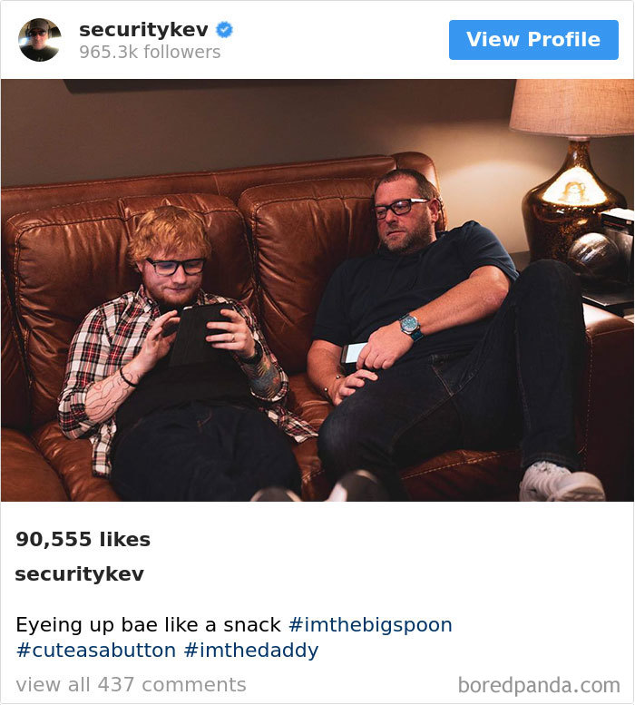 Ed Sheeran’s Security Guard Has An Instagram With 853K Followers, And It’s Better Than His Boss’s Ed Sheeran’s Security Guard Has An Instagram With 853K Followers, And It’s Better Than His Boss’s