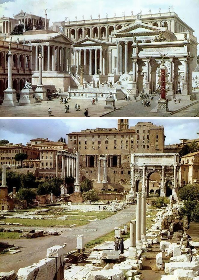 This Is How These 8 Famous Ancient Roman Structures Looked In The Past Vs. Now