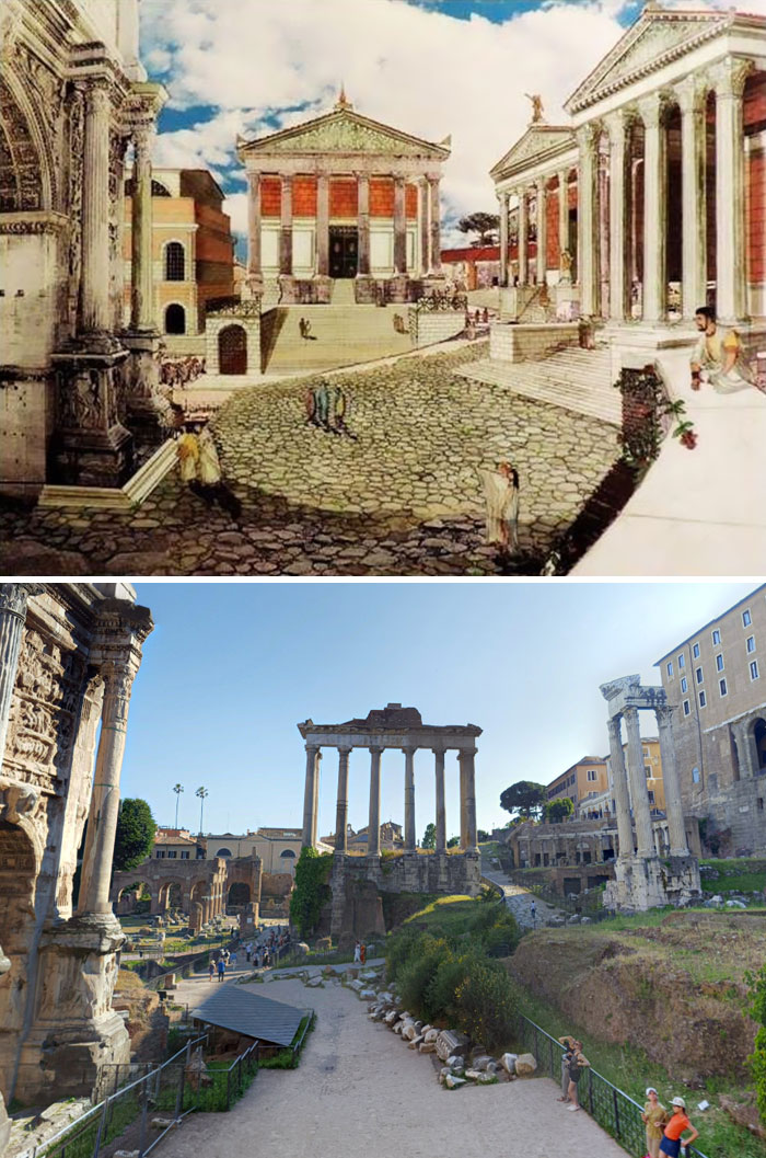 This Is How These 8 Famous Ancient Roman Structures Looked In The Past Vs. Now