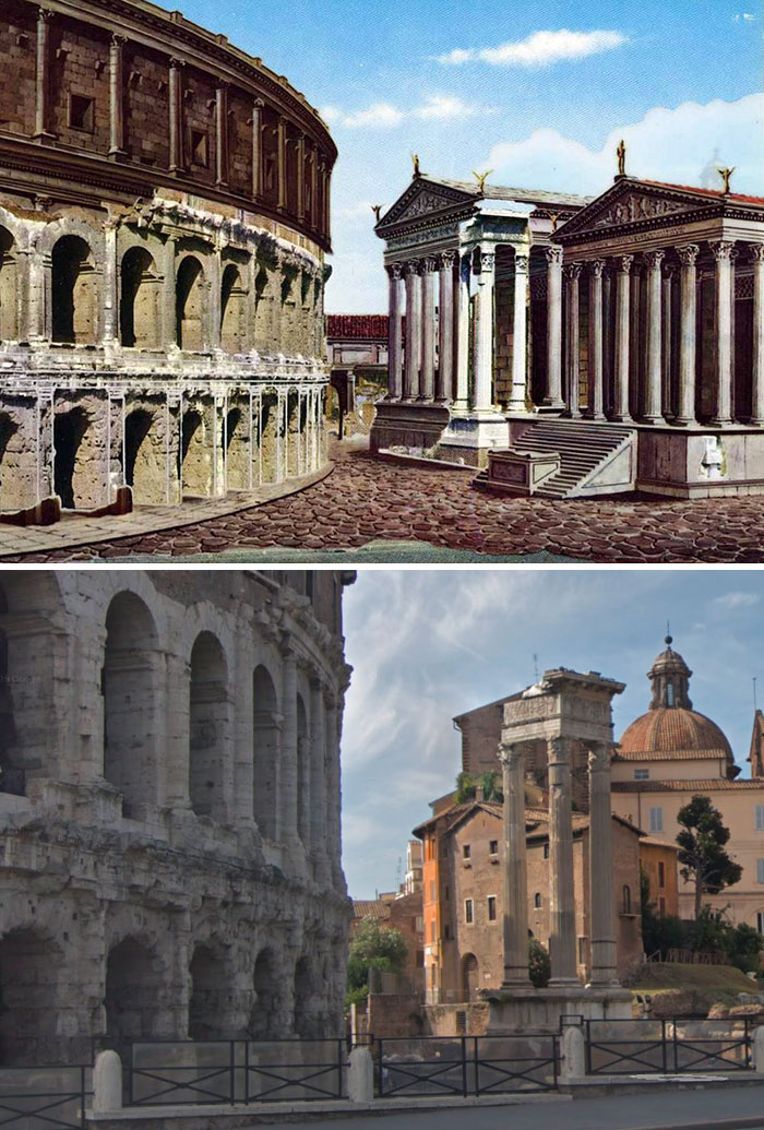 This Is How These 8 Famous Ancient Roman Structures Looked In The Past Vs. Now