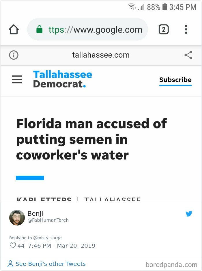 Someone Challenges People To Google ‘Florida Man’ Plus Their Birthday, Here Are 30 Hilarious Responses Someone Challenges People To Google ‘Florida Man’ Plus Their Birthday, Here Are 30 Hilarious Responses