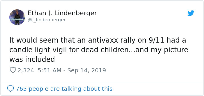 Man Sees Picture Of Himself At Anti-Vaxx Vigil For The ‘Dead’, Makes Fun Of It On Twitter Man Sees Picture Of Himself At Anti-Vaxx Vigil For The ‘Dead’, Makes Fun Of It On Twitter