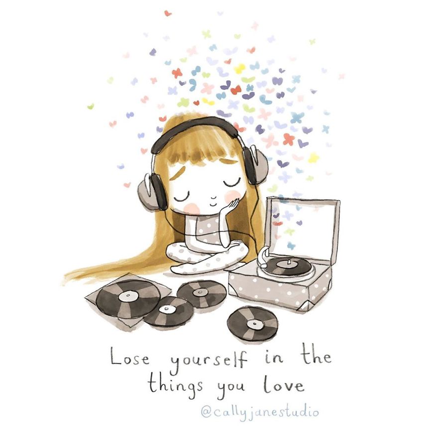 I Draw A Little Yoga Girl With Positive Messages To Remind Myself Of Self-Love And Self-Care (38 Pics)