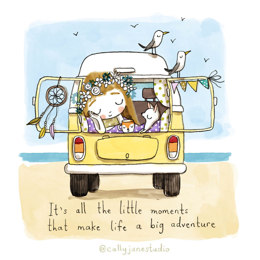 I Draw A Little Yoga Girl With Positive Messages To Remind Myself Of Self-Love And Self-Care (38 Pics)