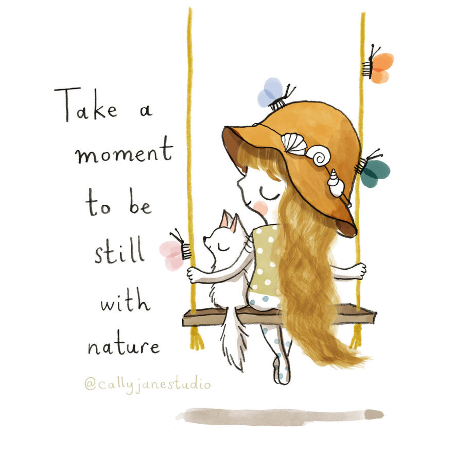 I Draw A Little Yoga Girl With Positive Messages To Remind Myself Of Self-Love And Self-Care (38 Pics)