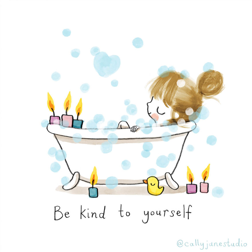 I Draw A Little Yoga Girl With Positive Messages To Remind Myself Of Self-Love And Self-Care (38 Pics)