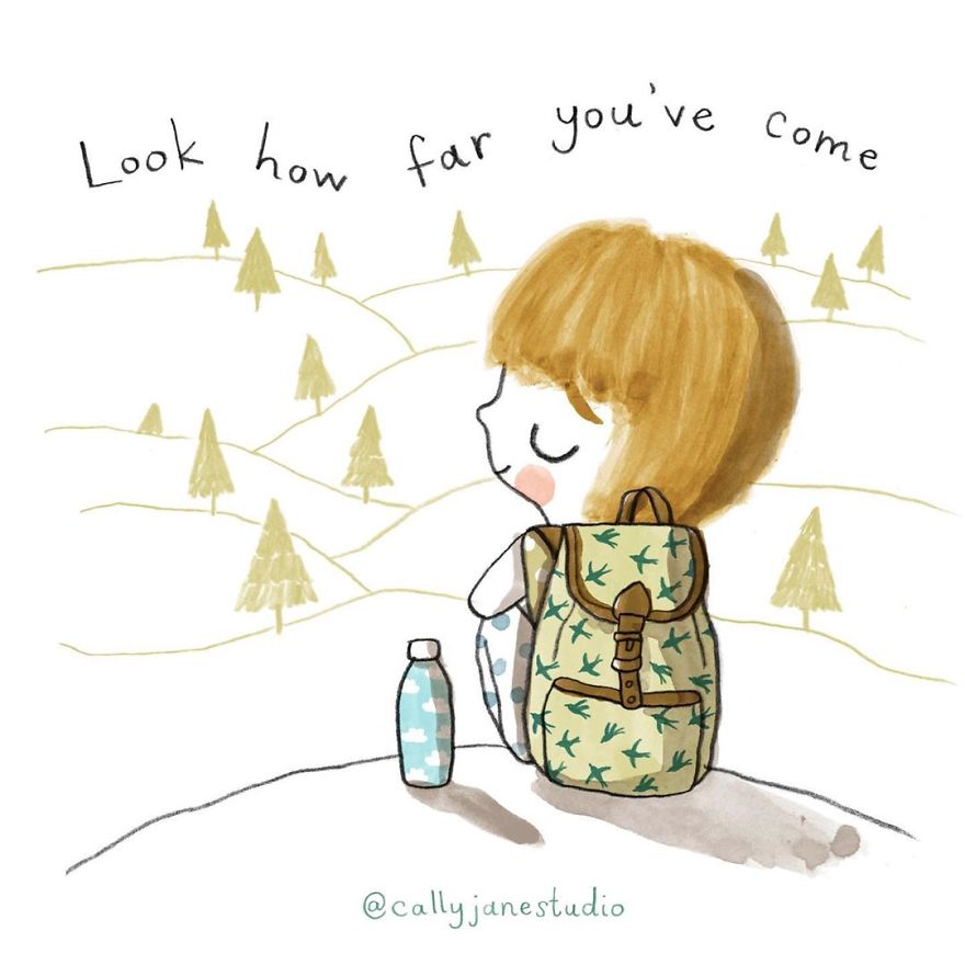 I Draw A Little Yoga Girl With Positive Messages To Remind Myself Of Self-Love And Self-Care (38 Pics)