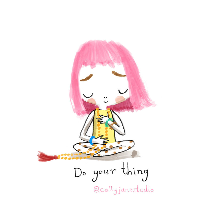 I Draw A Little Yoga Girl With Positive Messages To Remind Myself Of Self-Love And Self-Care (38 Pics)