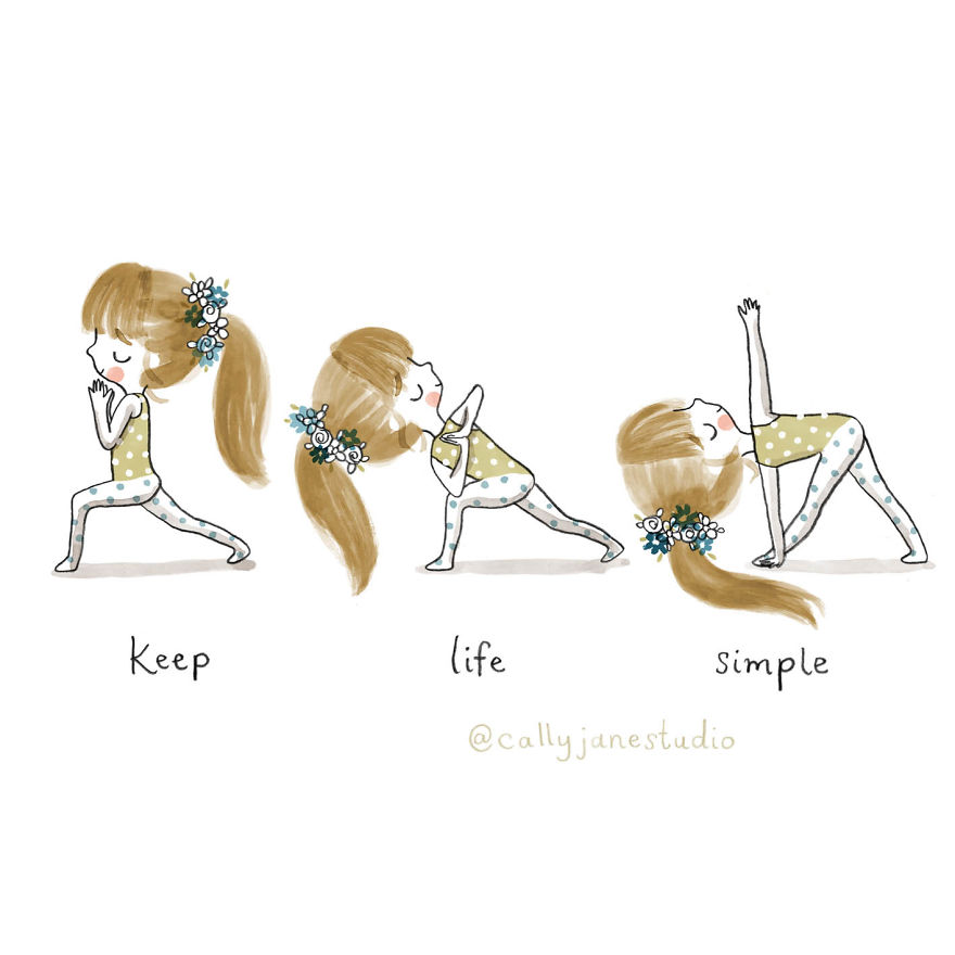 I Draw A Little Yoga Girl With Positive Messages To Remind Myself Of Self-Love And Self-Care (38 Pics)