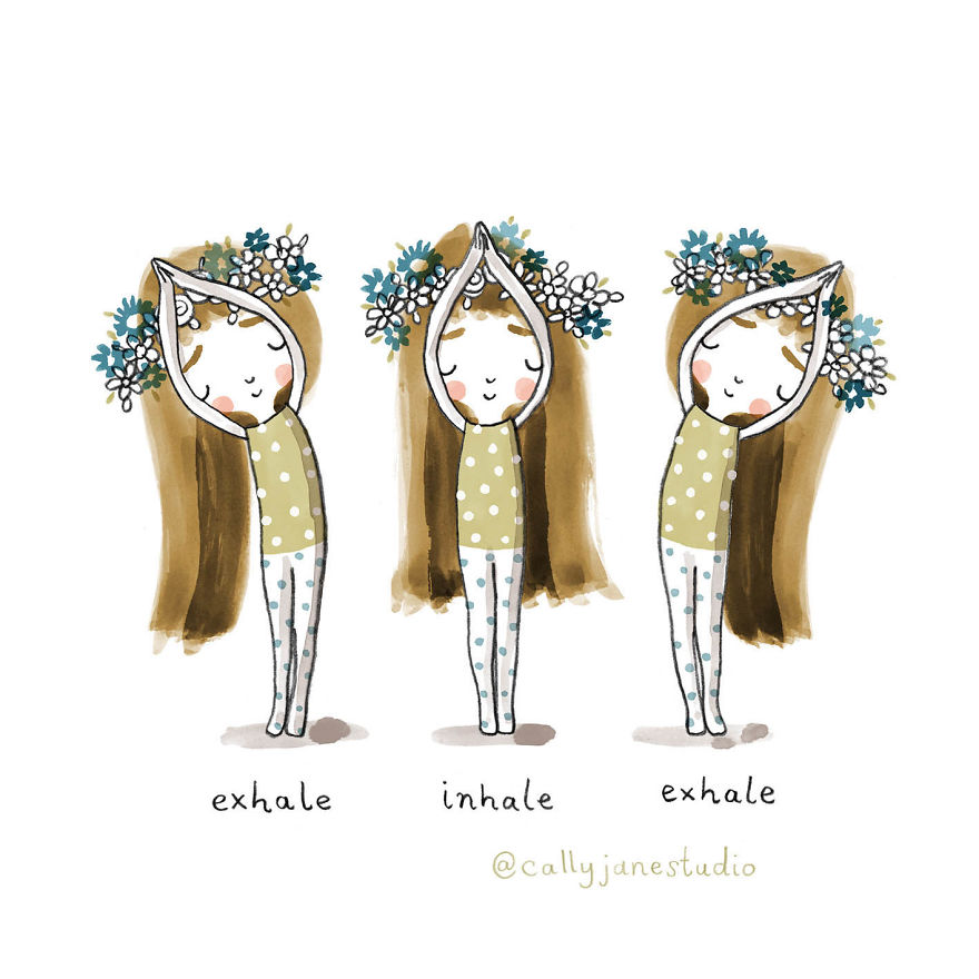 I Draw A Little Yoga Girl With Positive Messages To Remind Myself Of Self-Love And Self-Care (38 Pics)