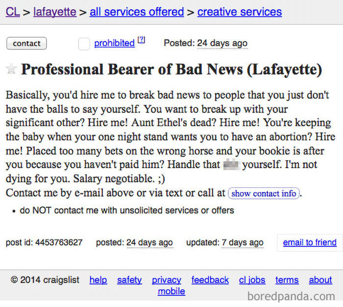 30 Of The Funniest And Strangest Ads Ever Seen On Craigslist 30 Of The Funniest And Strangest Ads Ever Seen On Craigslist