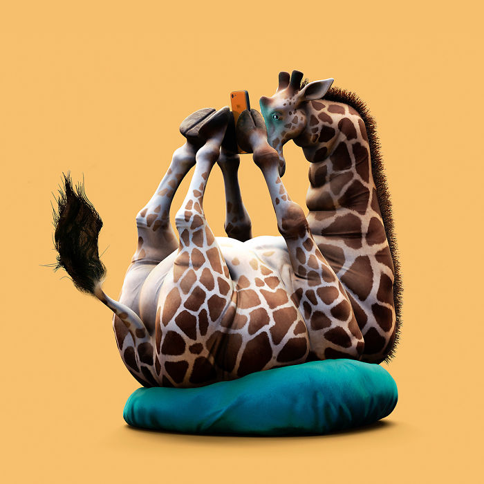 Chinese Artist Creates 20 Pics Of Slothful Animals To Parody How Lazy This Generation Is Becoming