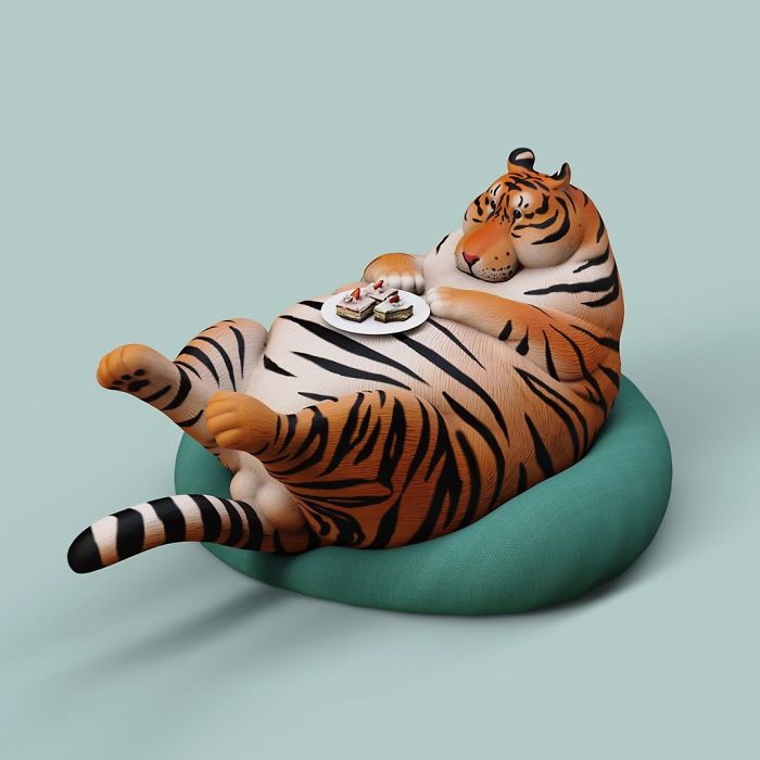 Chinese Artist Creates 20 Pics Of Slothful Animals To Parody How Lazy This Generation Is Becoming