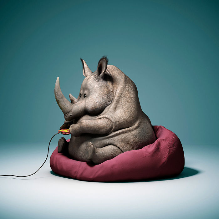 Chinese Artist Creates 20 Pics Of Slothful Animals To Parody How Lazy This Generation Is Becoming