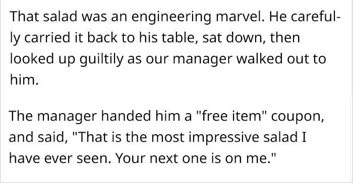 Guy Exploits Wendy’s All-you-can-eat Buffet By Making A Foot-Tall Cucumber Bowl, Gets Rewarded By A Manager Guy Exploits Wendy’s All-you-can-eat Buffet By Making A Foot-Tall Cucumber Bowl, Gets Rewarded By A Manager