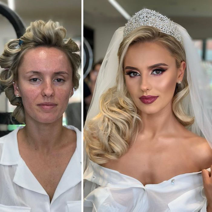 23 Photos Taken Before And After Brides Got Their Wedding Makeup (New Pics) 23 Photos Taken Before And After Brides Got Their Wedding Makeup (New Pics)