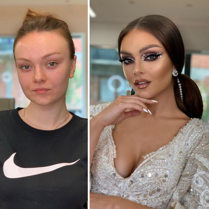 23 Photos Taken Before And After Brides Got Their Wedding Makeup (New Pics) 23 Photos Taken Before And After Brides Got Their Wedding Makeup (New Pics)