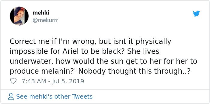 People Use ‘Science’ To Prove Disney Has To Change The Lead Actor Of The Little Mermaid ‘Cause She Can’t Be Black People Use ‘Science’ To Prove Disney Has To Change The Lead Actor Of The Little Mermaid ‘Cause She Can’t Be Black