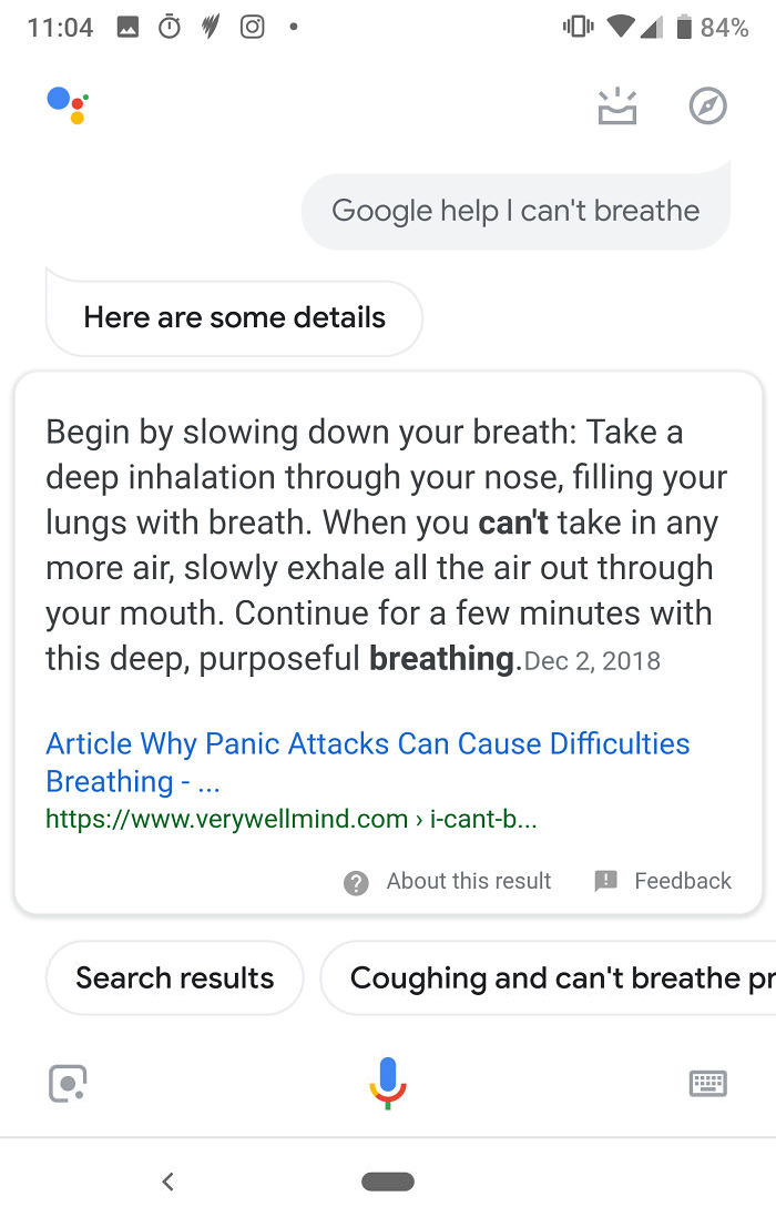 People Say “I Can’t Breathe” To Siri And Google Assistant And Screenshot The Responses (20 Pics) People Say “I Can’t Breathe” To Siri And Google Assistant And Screenshot The Responses (20 Pics)