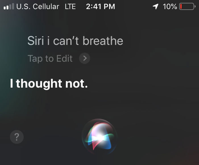 People Say “I Can’t Breathe” To Siri And Google Assistant And Screenshot The Responses (20 Pics) People Say “I Can’t Breathe” To Siri And Google Assistant And Screenshot The Responses (20 Pics)
