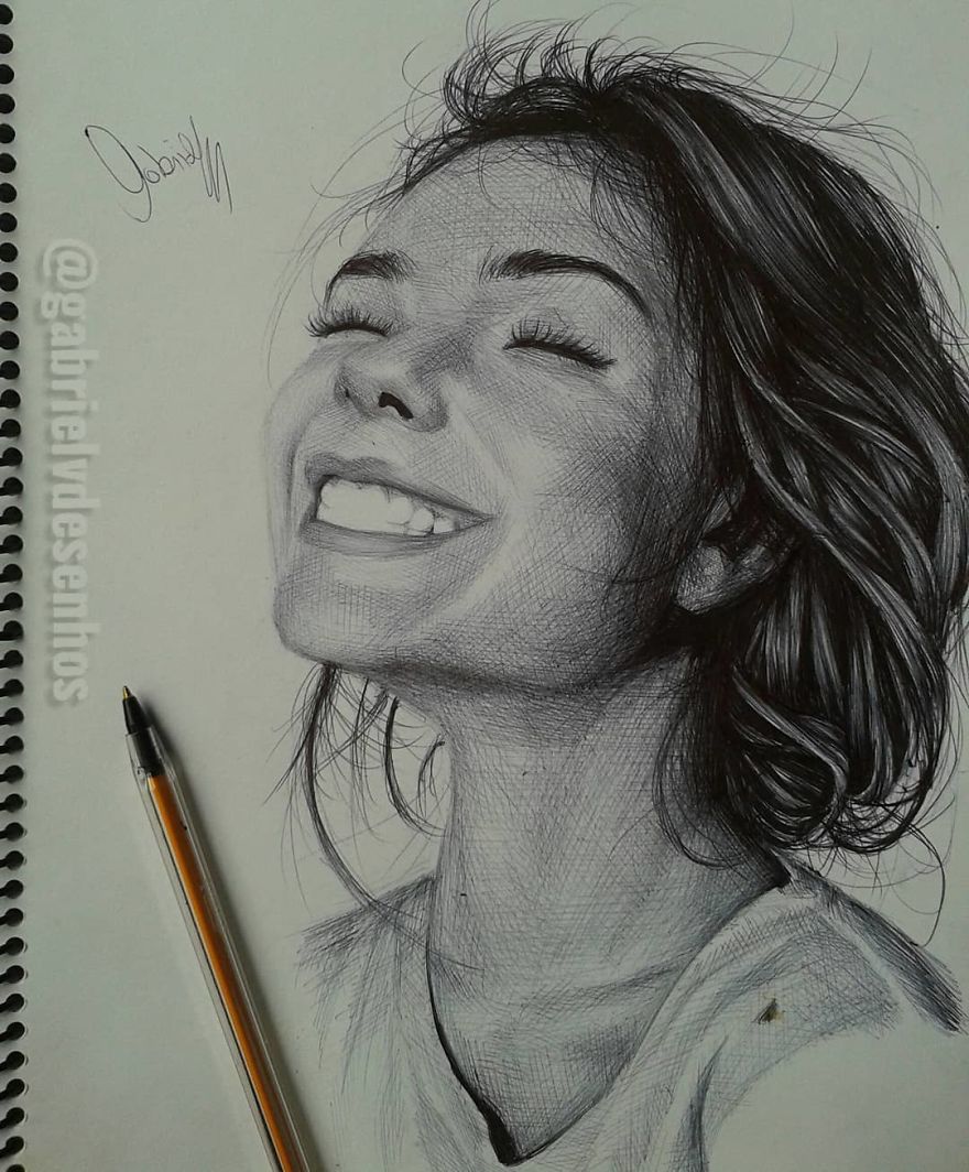 Brazilian Artist Draws Portraits With Only A Ballpoint Pen That Look Extremely Realistic