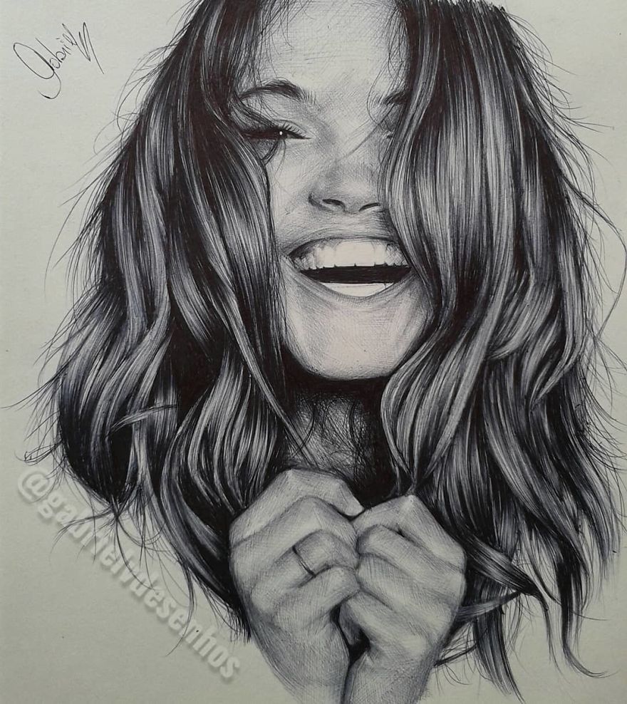 Brazilian Artist Draws Portraits With Only A Ballpoint Pen That Look Extremely Realistic