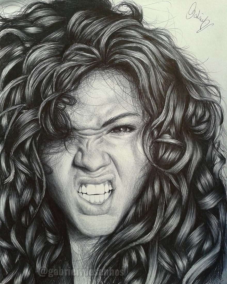 Brazilian Artist Draws Portraits With Only A Ballpoint Pen That Look Extremely Realistic