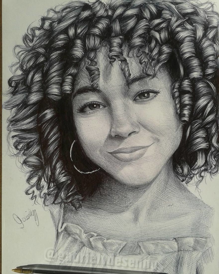 Brazilian Artist Draws Portraits With Only A Ballpoint Pen That Look Extremely Realistic