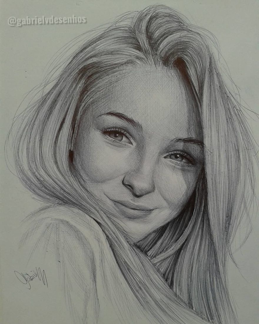 Brazilian Artist Draws Portraits With Only A Ballpoint Pen That Look Extremely Realistic