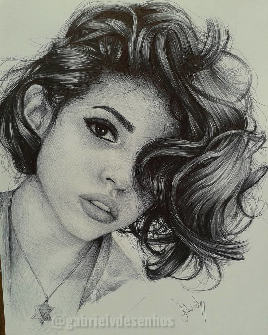 Brazilian Artist Draws Portraits With Only A Ballpoint Pen That Look Extremely Realistic