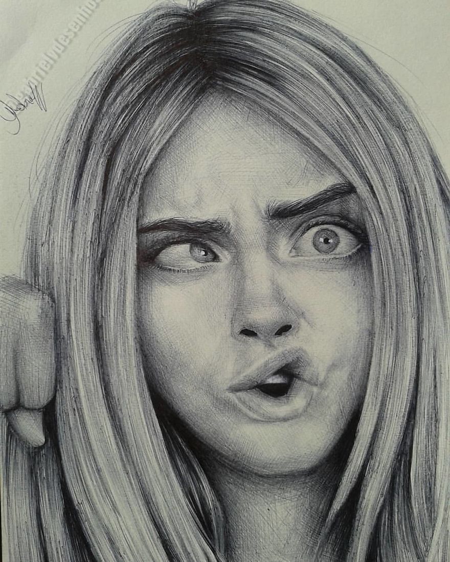 Brazilian Artist Draws Portraits With Only A Ballpoint Pen That Look Extremely Realistic