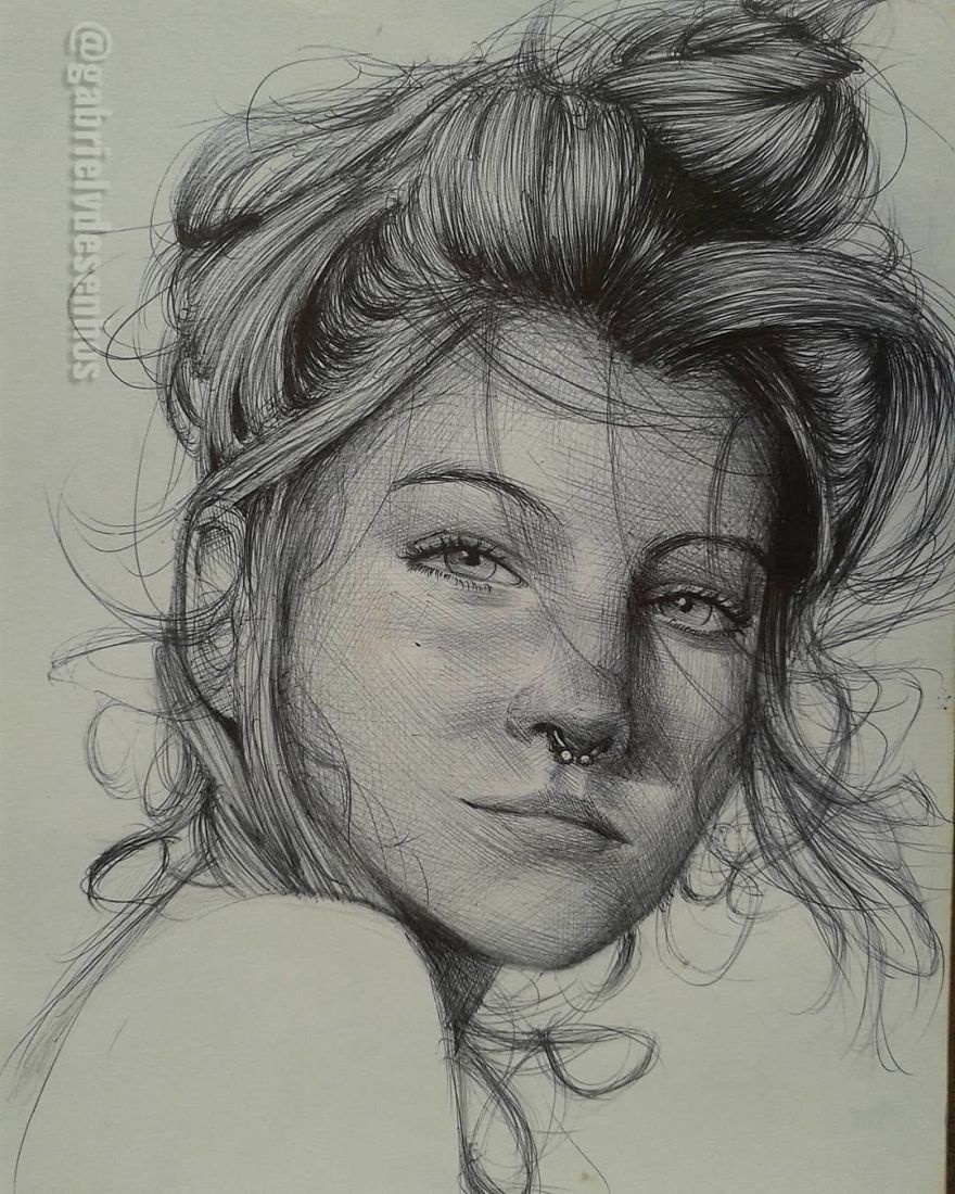 Brazilian Artist Draws Portraits With Only A Ballpoint Pen That Look Extremely Realistic