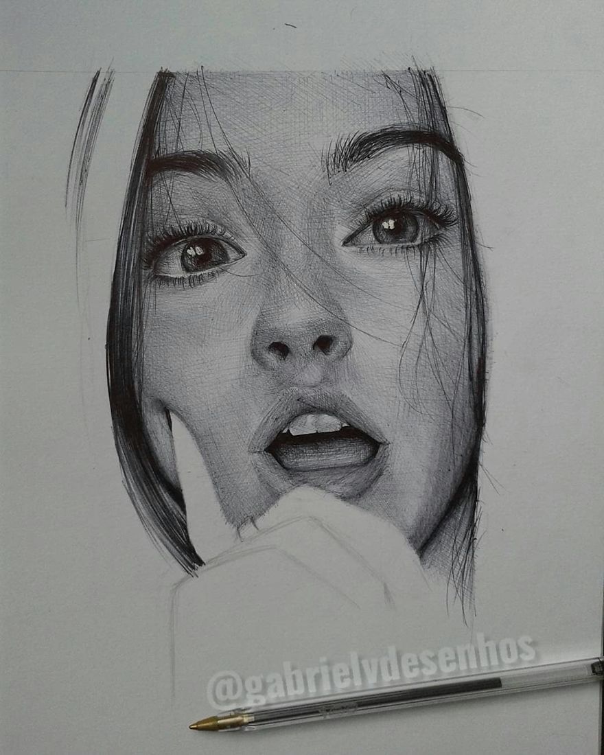 Brazilian Artist Draws Portraits With Only A Ballpoint Pen That Look Extremely Realistic