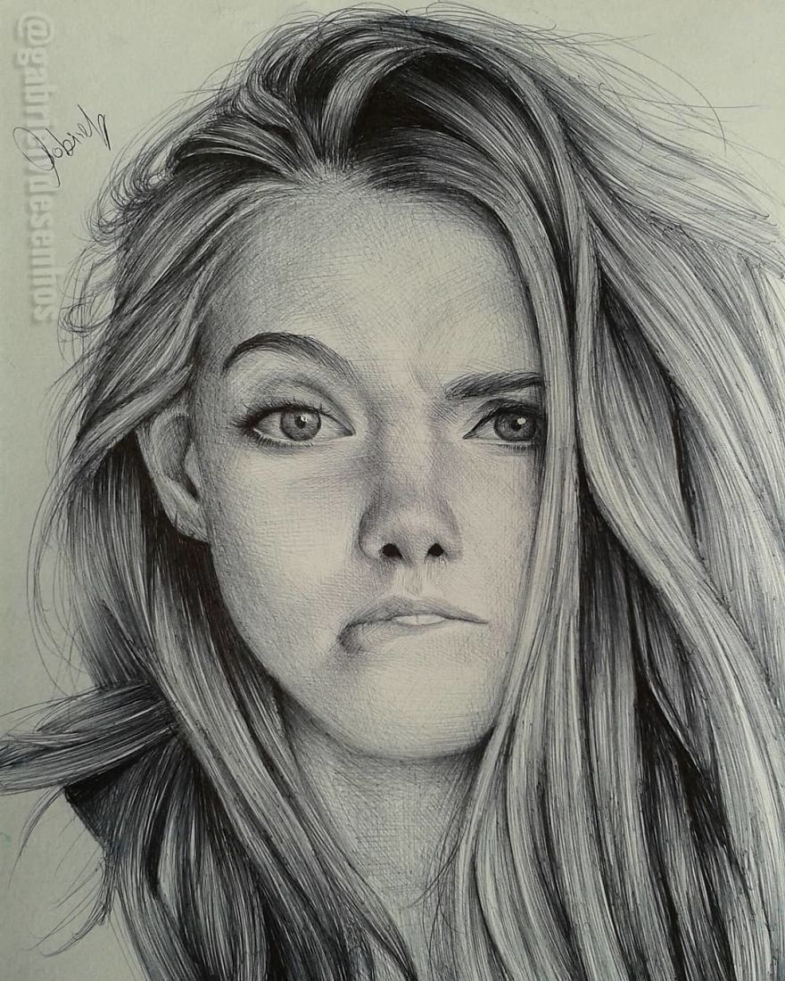 Brazilian Artist Draws Portraits With Only A Ballpoint Pen That Look Extremely Realistic