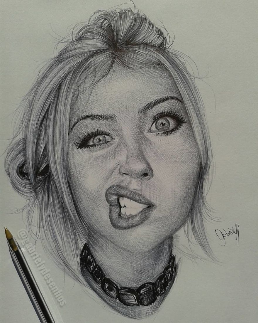 Brazilian Artist Draws Portraits With Only A Ballpoint Pen That Look Extremely Realistic