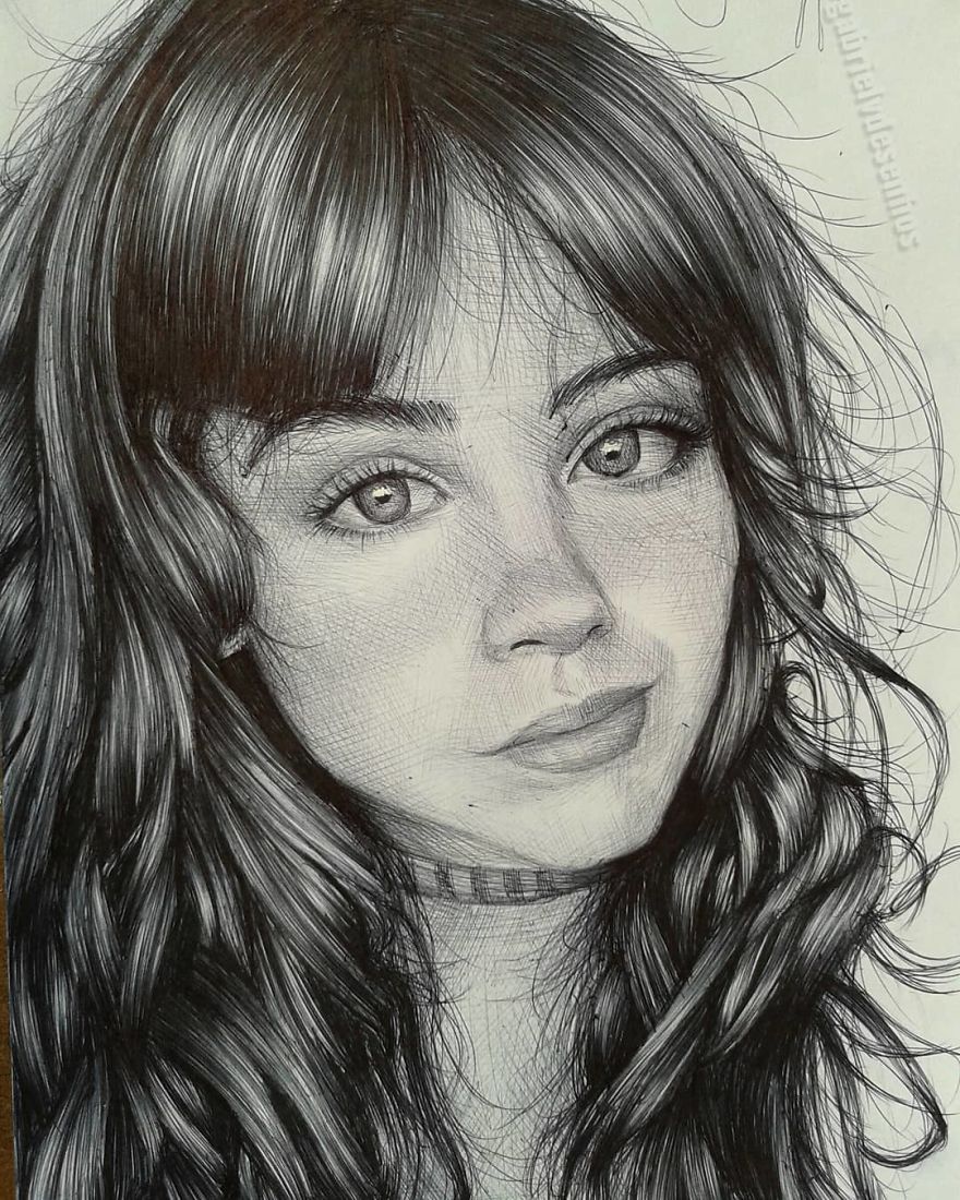 Brazilian Artist Draws Portraits With Only A Ballpoint Pen That Look Extremely Realistic