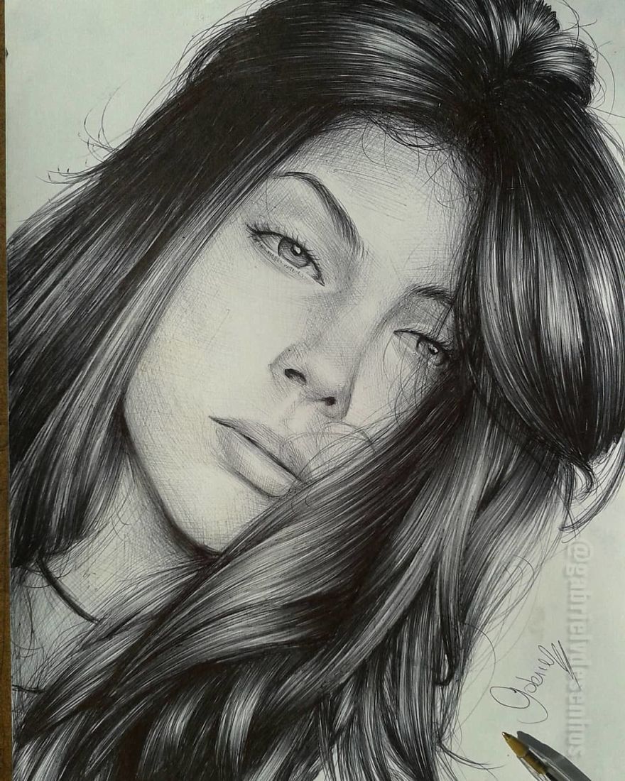 Brazilian Artist Draws Portraits With Only A Ballpoint Pen That Look Extremely Realistic