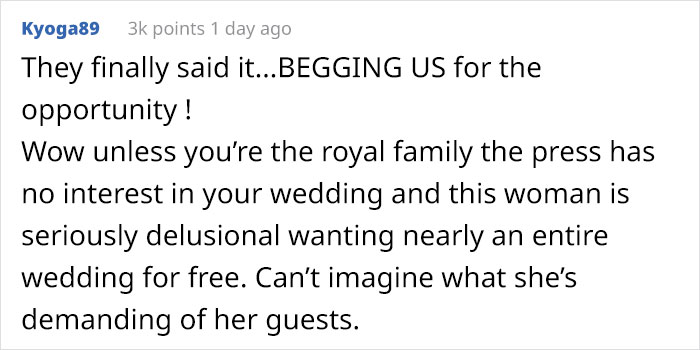 &#8216;I&#8217;m Not Rich But I Deserve A Nice Wedding&#8217;, Delusional Bride Expects To Pay Everyone With &#8216;Exposure&#8217;