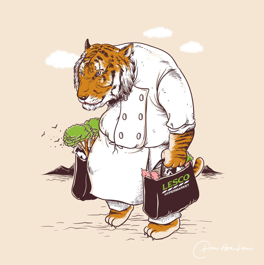 Funny And Surreal Illustrations I Created That Show The Daily Lives Of Animals And Characters (30 Pics)