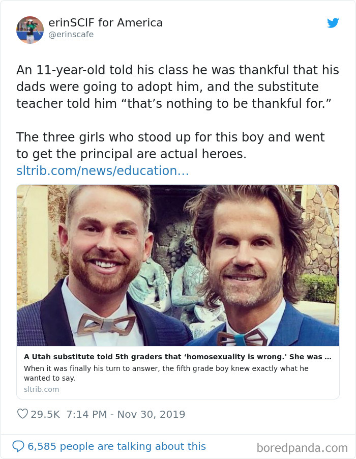 Teacher Doesn’t Like This 11-Year-Old Being Thankful For Getting Adopted By Two Dads, So These Three Girls Get Her Fired Teacher Doesn’t Like This 11-Year-Old Being Thankful For Getting Adopted By Two Dads, So These Three Girls Get Her Fired