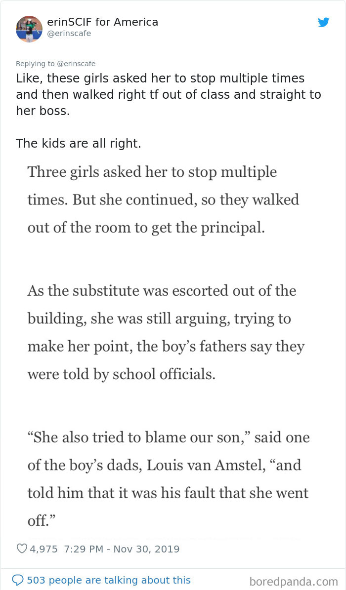 Teacher Doesn’t Like This 11-Year-Old Being Thankful For Getting Adopted By Two Dads, So These Three Girls Get Her Fired Teacher Doesn’t Like This 11-Year-Old Being Thankful For Getting Adopted By Two Dads, So These Three Girls Get Her Fired