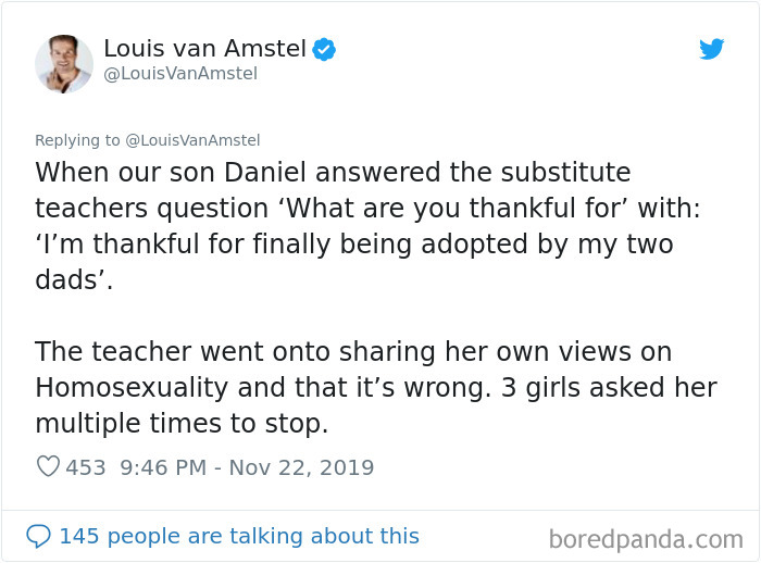 Teacher Doesn’t Like This 11-Year-Old Being Thankful For Getting Adopted By Two Dads, So These Three Girls Get Her Fired Teacher Doesn’t Like This 11-Year-Old Being Thankful For Getting Adopted By Two Dads, So These Three Girls Get Her Fired