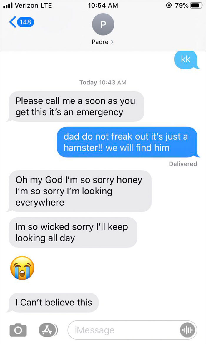 Dad Loses Daughter&#8217;s Hamster, And His Freak-Out Texts Reveal How Pure His Heart Really Is