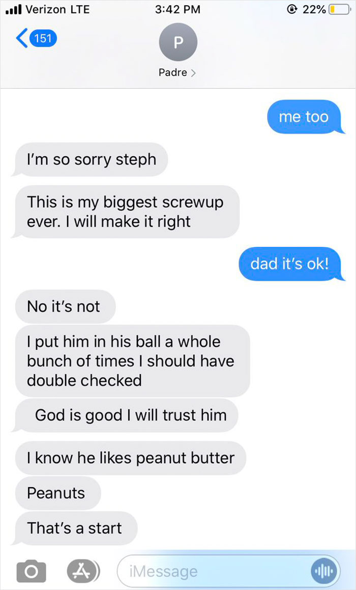 Dad Loses Daughter&#8217;s Hamster, And His Freak-Out Texts Reveal How Pure His Heart Really Is