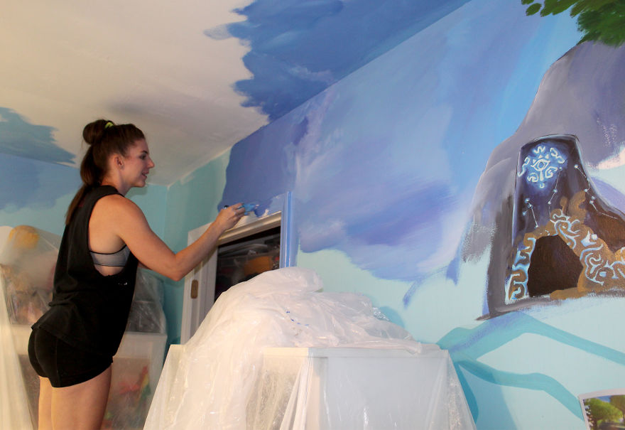 10 Pics Of My Sisters’ Bedroom After I Restyled Its Walls To Look Like Scenery From The Legend Of Zelda 10 Pics Of My Sisters’ Bedroom After I Restyled Its Walls To Look Like Scenery From The Legend Of Zelda